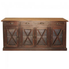 French Style X design Glass Door Sideboard