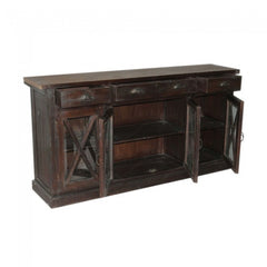 French Style X design Glass Door Sideboard