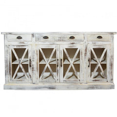 French Style X design Glass Door Sideboard