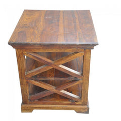 French Style X Design Solid wood Corner Lamp Table