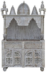 Pine Grove Carved Handmade Indian Furniture Mango Wood Prayer Mandir Temple White